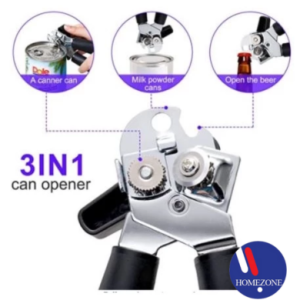 Can Opener Stainless Steel 3-in-1 Heavy Duty Easy Grip Durable Beer Bottle Opener/Wine Opener