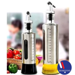 Olive Oil Vinegar Dispenser Bottle, Premium Clear Glass Stainless Steel Pouring Spouts Soy Sauce Container Kitchen