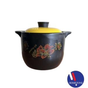 Terracotta Casserole Dish Heat Resistant Ceramic Flower Pattern 3.5L