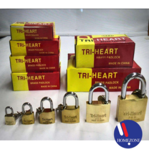 Tri-Heart Brass Padlock